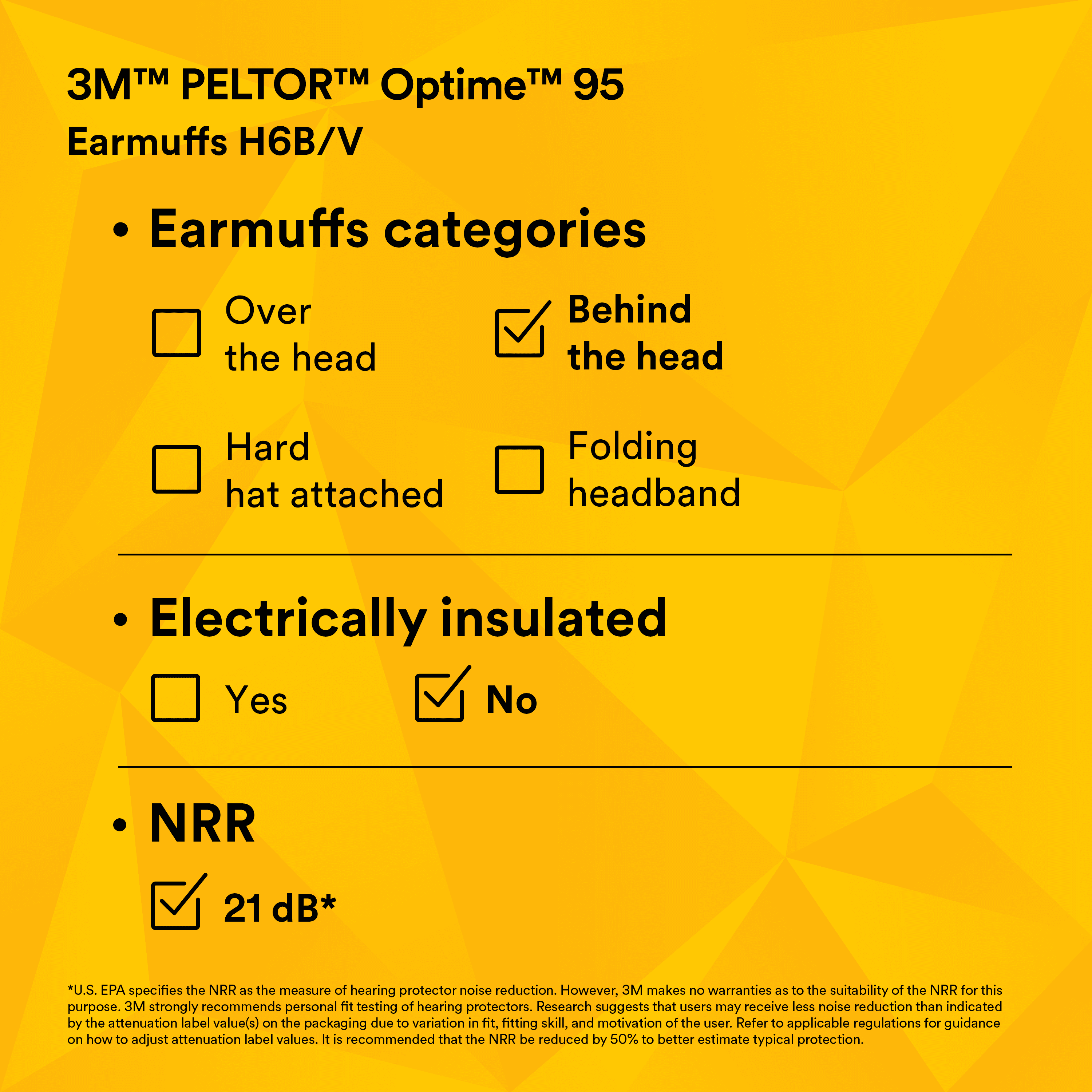 3M PELTOR Optime 95 Earmuffs H6B/V, Behind-the-Head_9