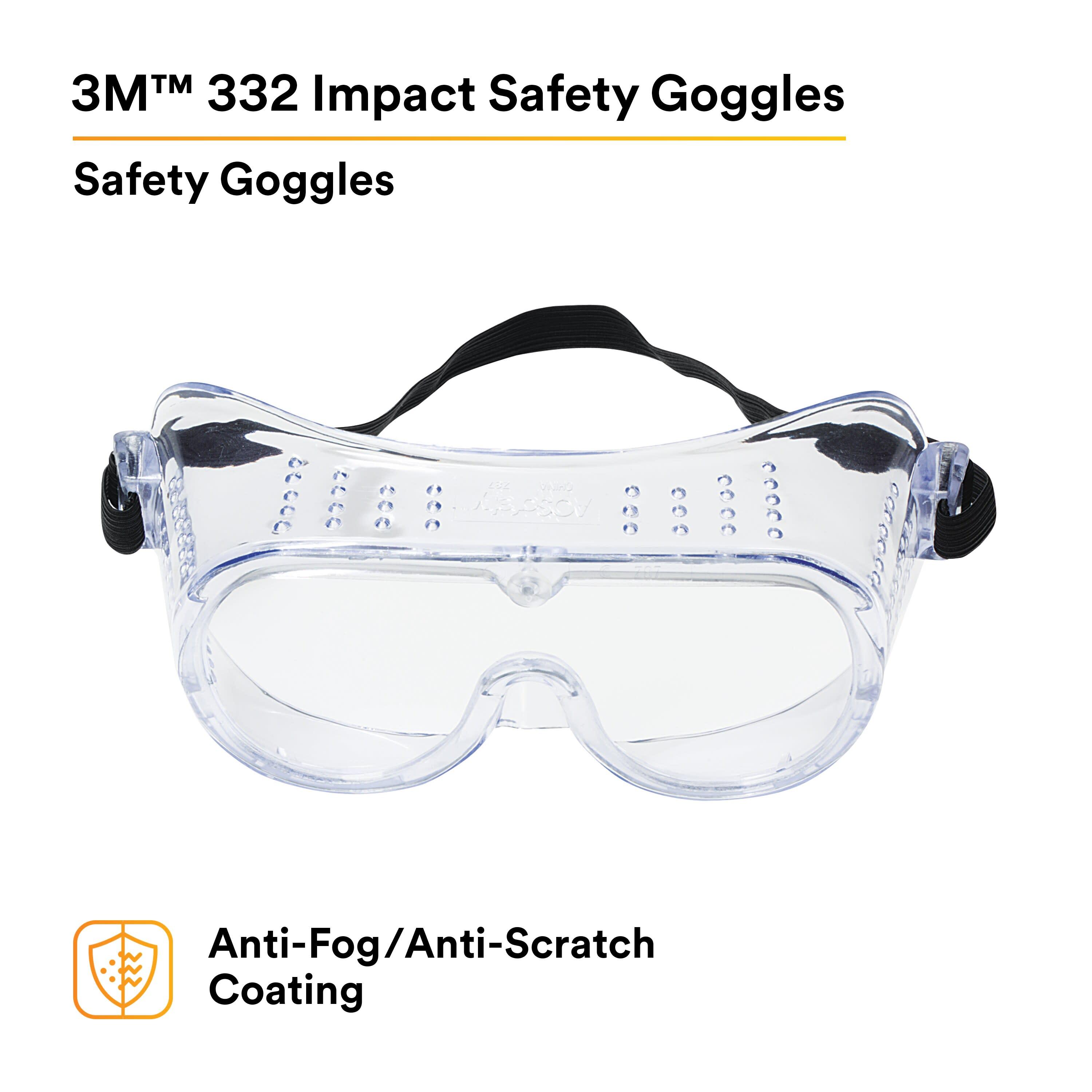 3M™ 332 Impact Safety Goggles Anti-Fog 40651-00000-10, Clear Anti Fog
Lens