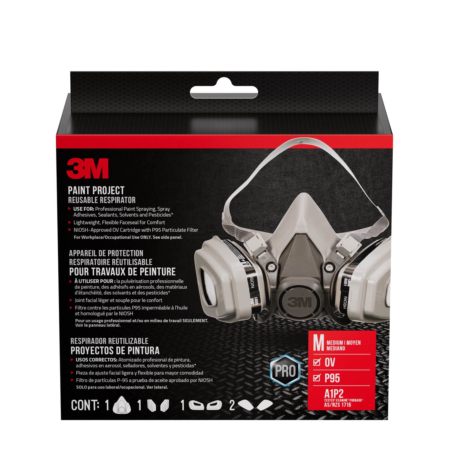 3M Professional Paint Respirator 7512PA1-A-PS, Medium, 1/pk_7