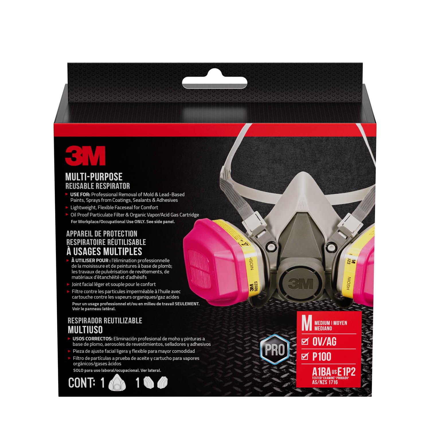 3M Odor/Particulate Multipurpose Reusable Respirator 65021H1-DC, OV/P100, Mdm, 1-Fcpc and 1-pr of 60921 Crtrdg/Fltr_6