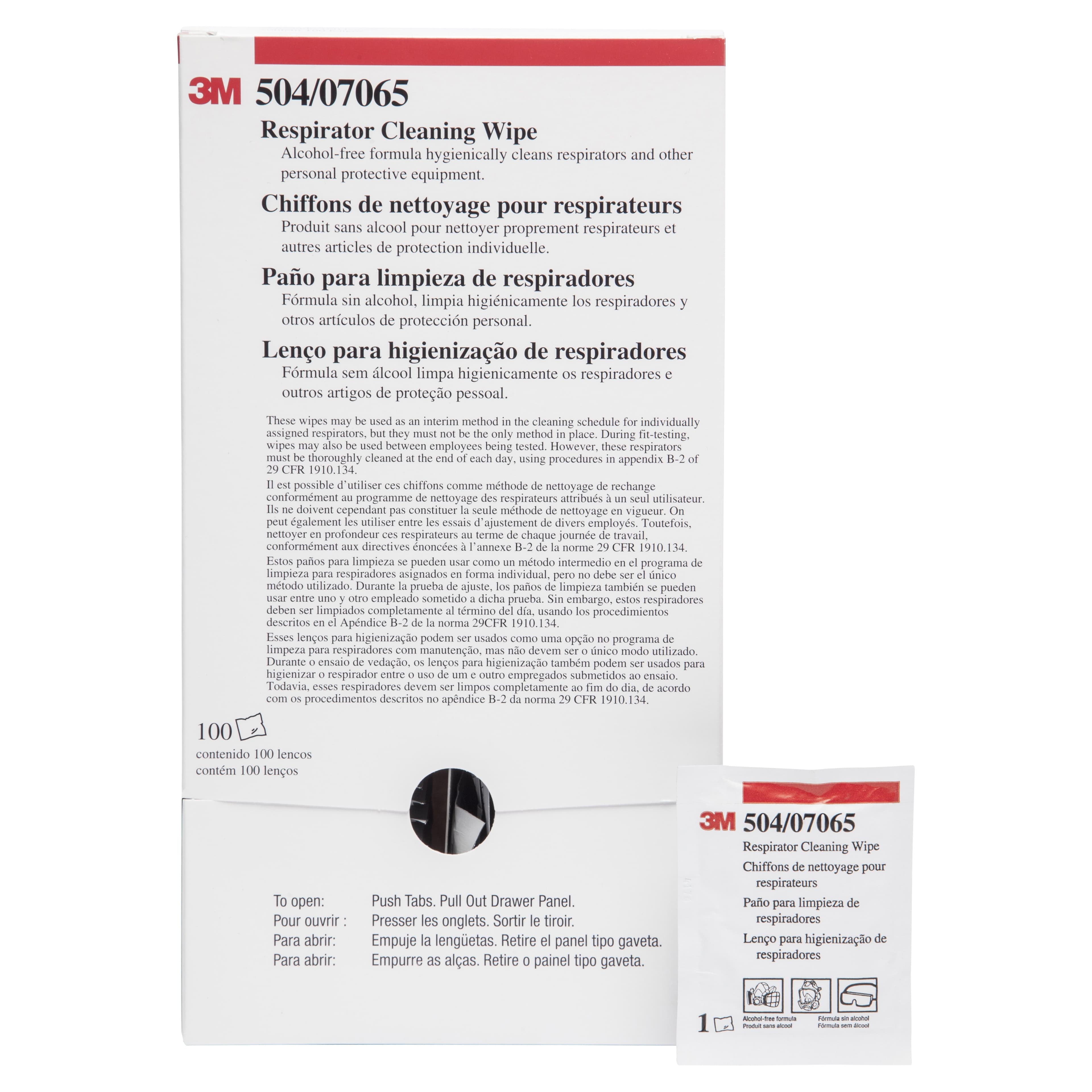 3M™ Respirator Cleaning Wipe 504, 100 ea/Carton_1