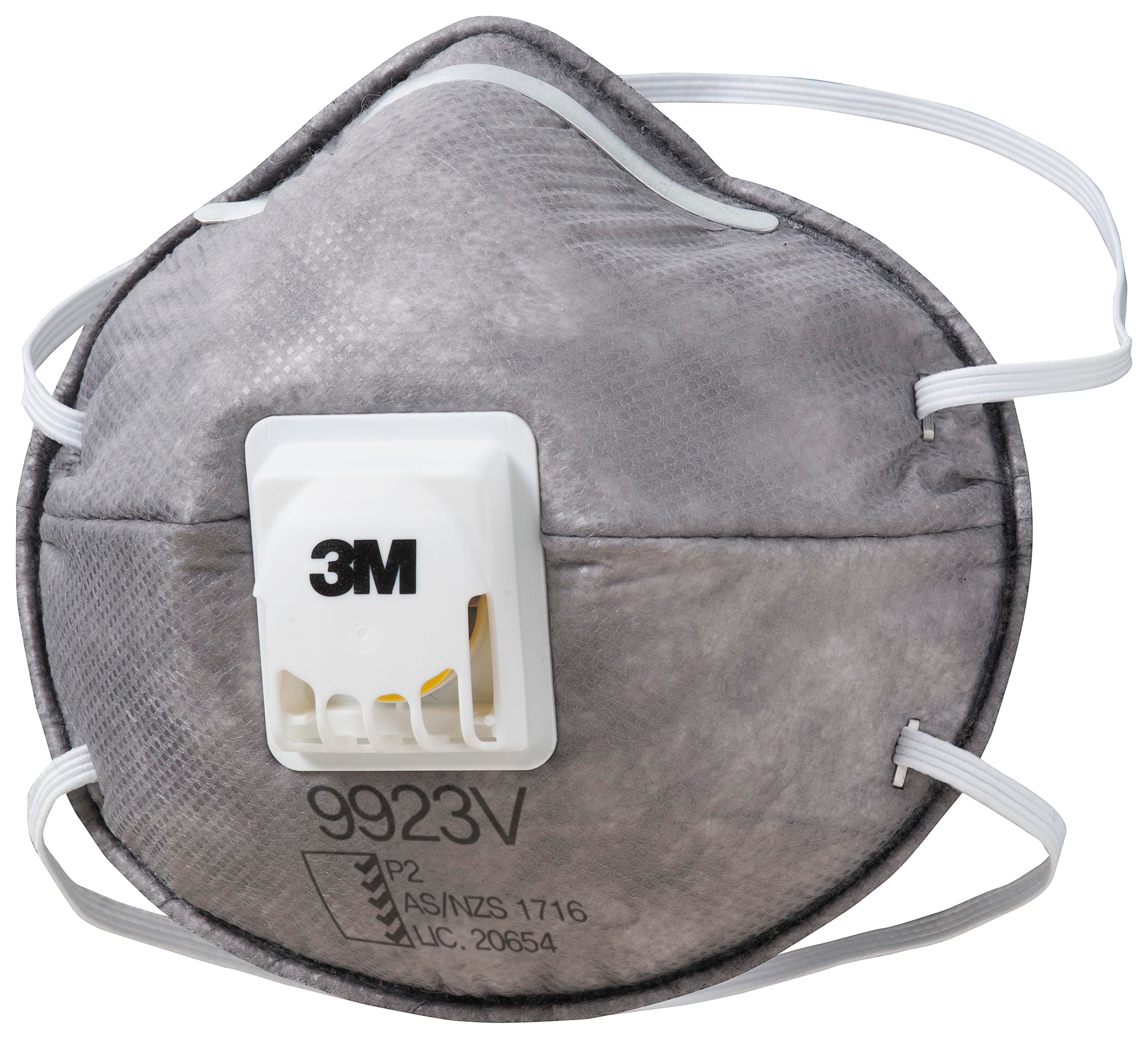 3M™ Cupped Particulate Respirator 9923V, P2, with Nuisance Level* Organic Vapour Relief, valved, 10/Box_3