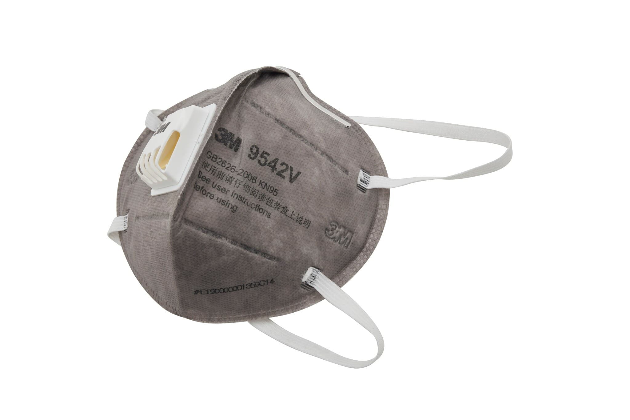 3M™ Flat Fold Particulate Respirator 9542V, P2, Valved, with Nuisance Level* Organic Vapour Relief, 20/Box_2