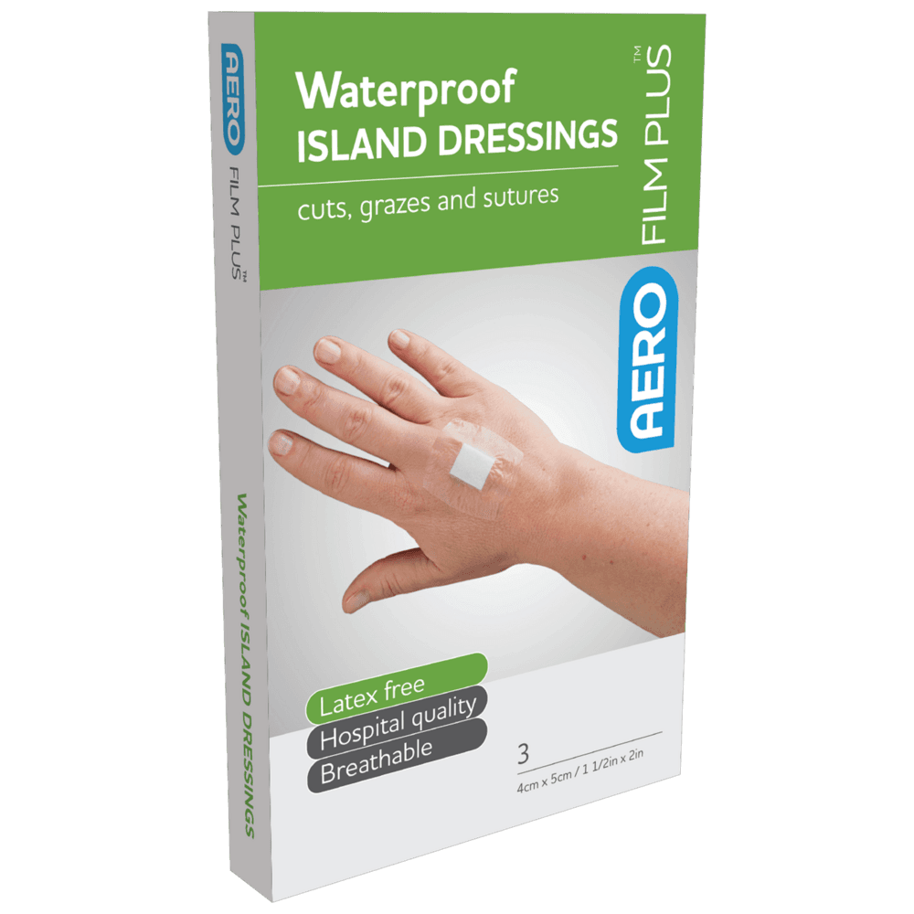 Aero Healthcare AEROFILM PLUS Waterproof Island Dressing 4 x 5cm Box/3  Env/3