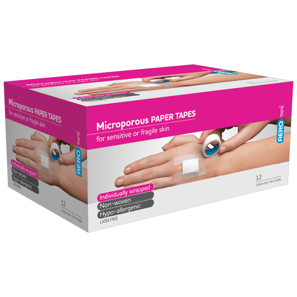 Aero Healthcare AEROTAPE White Microporous Paper Tape 2.5cm x 5M Box/12