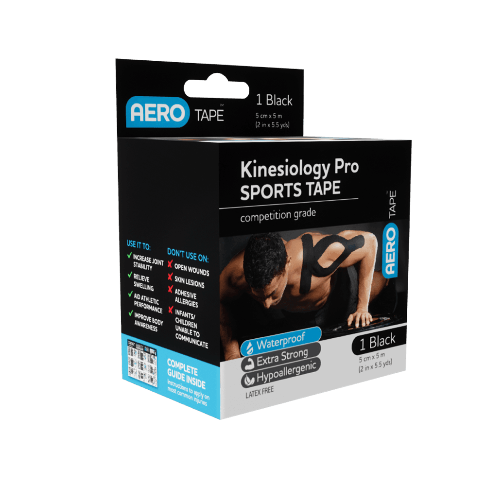 Aero Healthcare AEROTAPE Black Kinesiology Pro Sports Tape 5cm x 5m