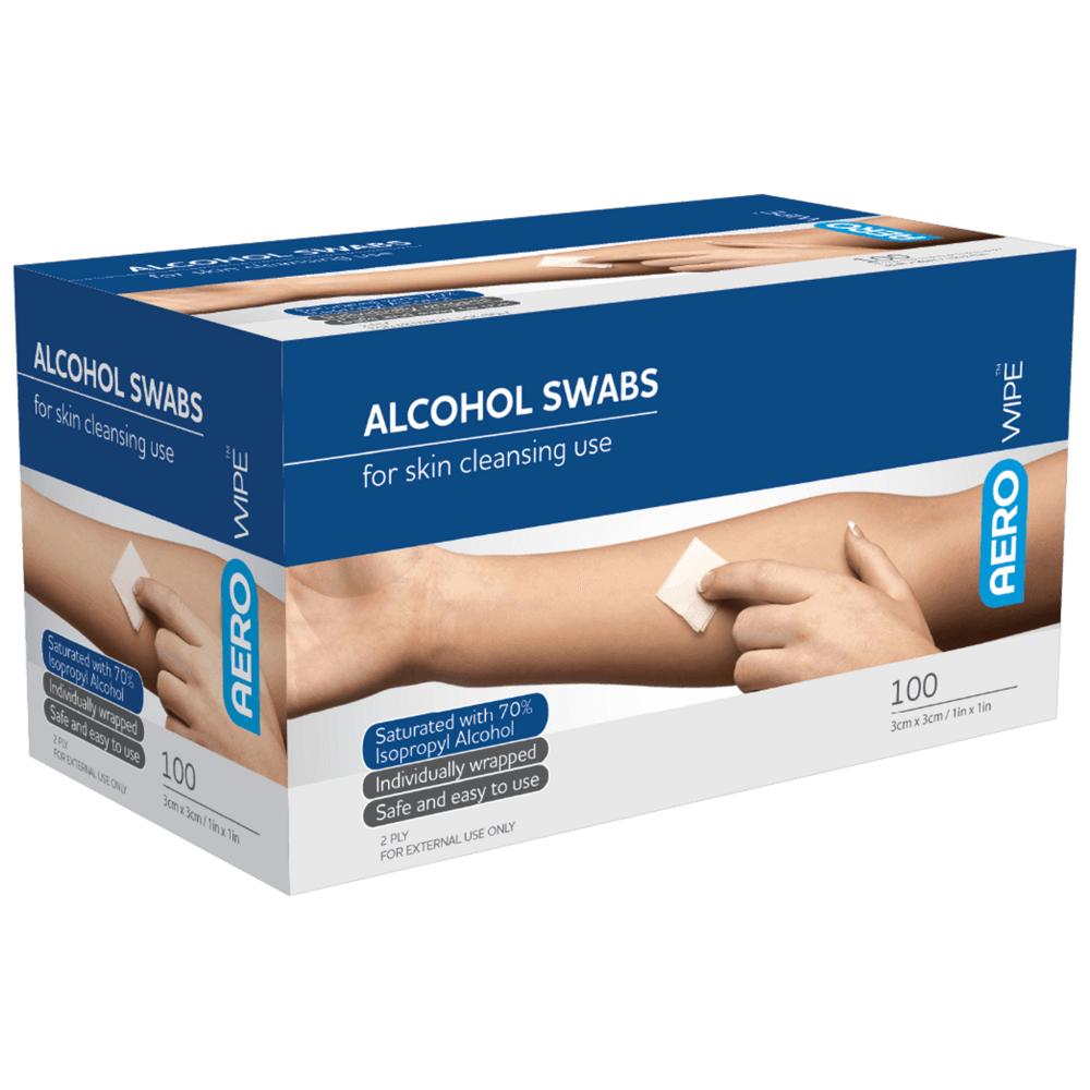 Aero Healthcare AEROWIPE 70% Isopropyl Alcohol Swab 3 x 3cm  Box/100