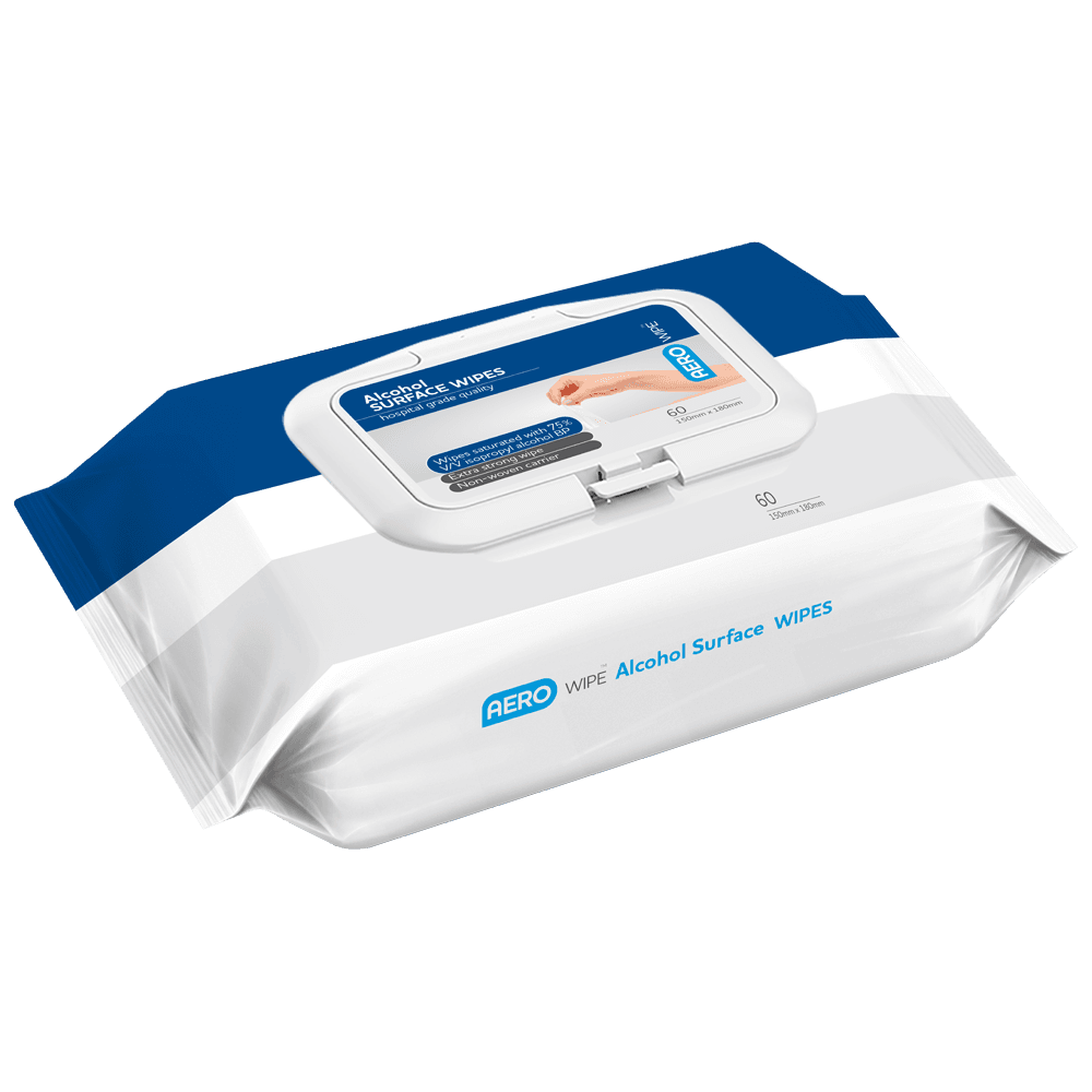 Aero Healthcare AEROWIPE 75% Isopropyl Alcohol Surface Wipes Pouch/60 (DG) Pack/60