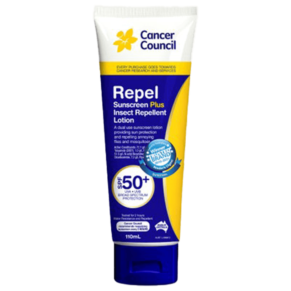 Aero Healthcare CANCER COUNCIL SPF50+ Repel Sunscreen+Insect Repellent Tube 110mL