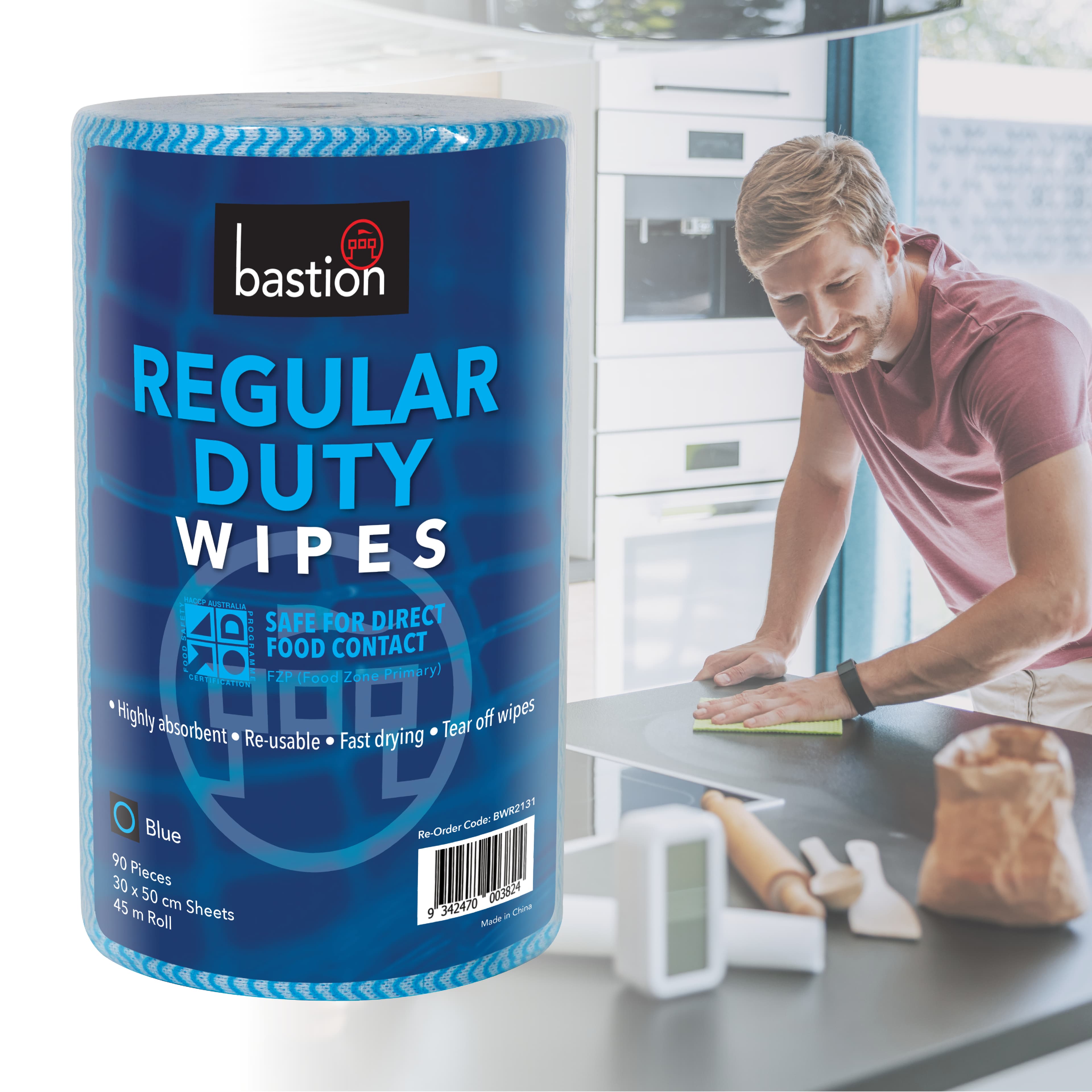 Bastion Regular  Duty  Wipes  -  Rolls