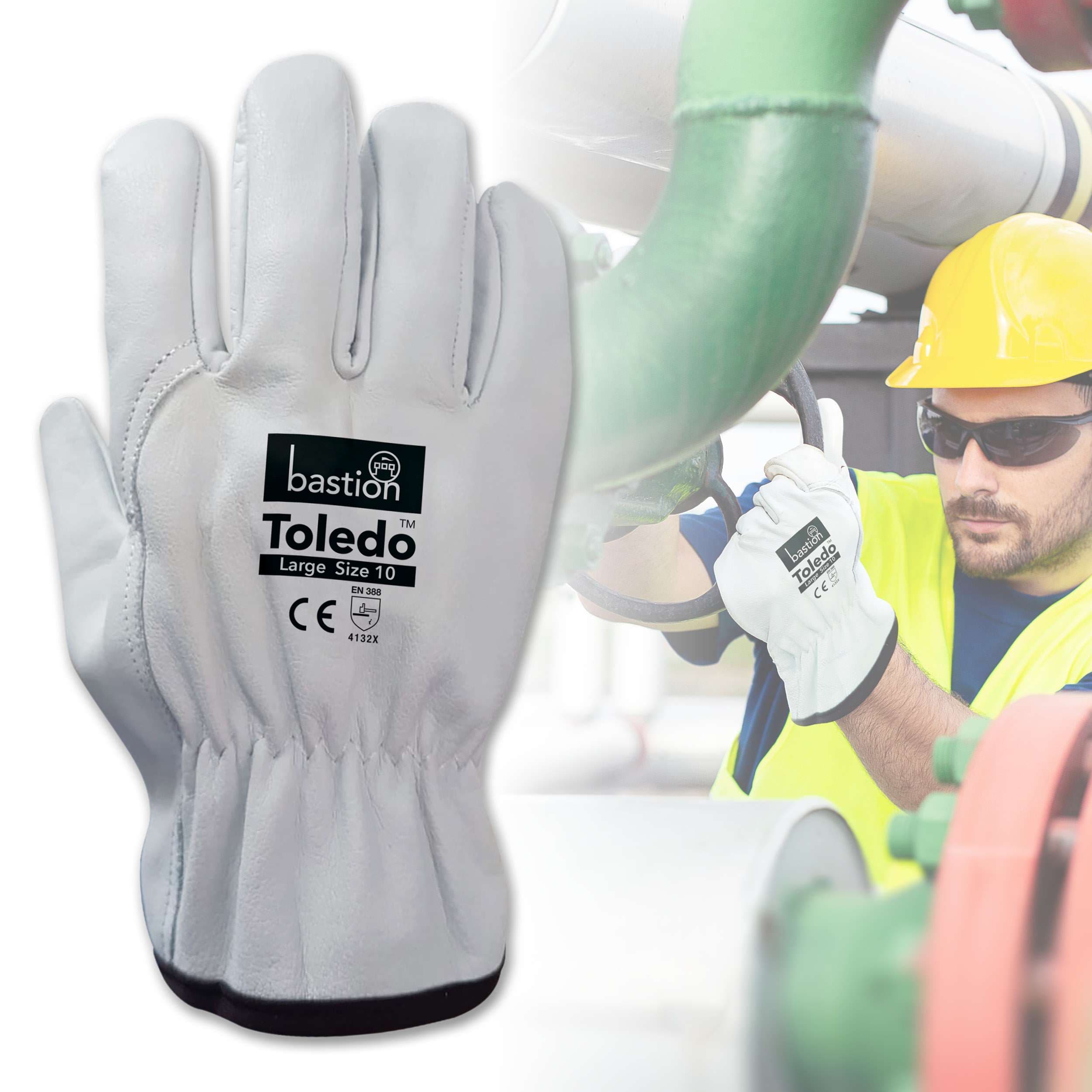 Bastion Toledo™ Premium A Grade Cow Grain Natural Leather Rigger Gloves_0