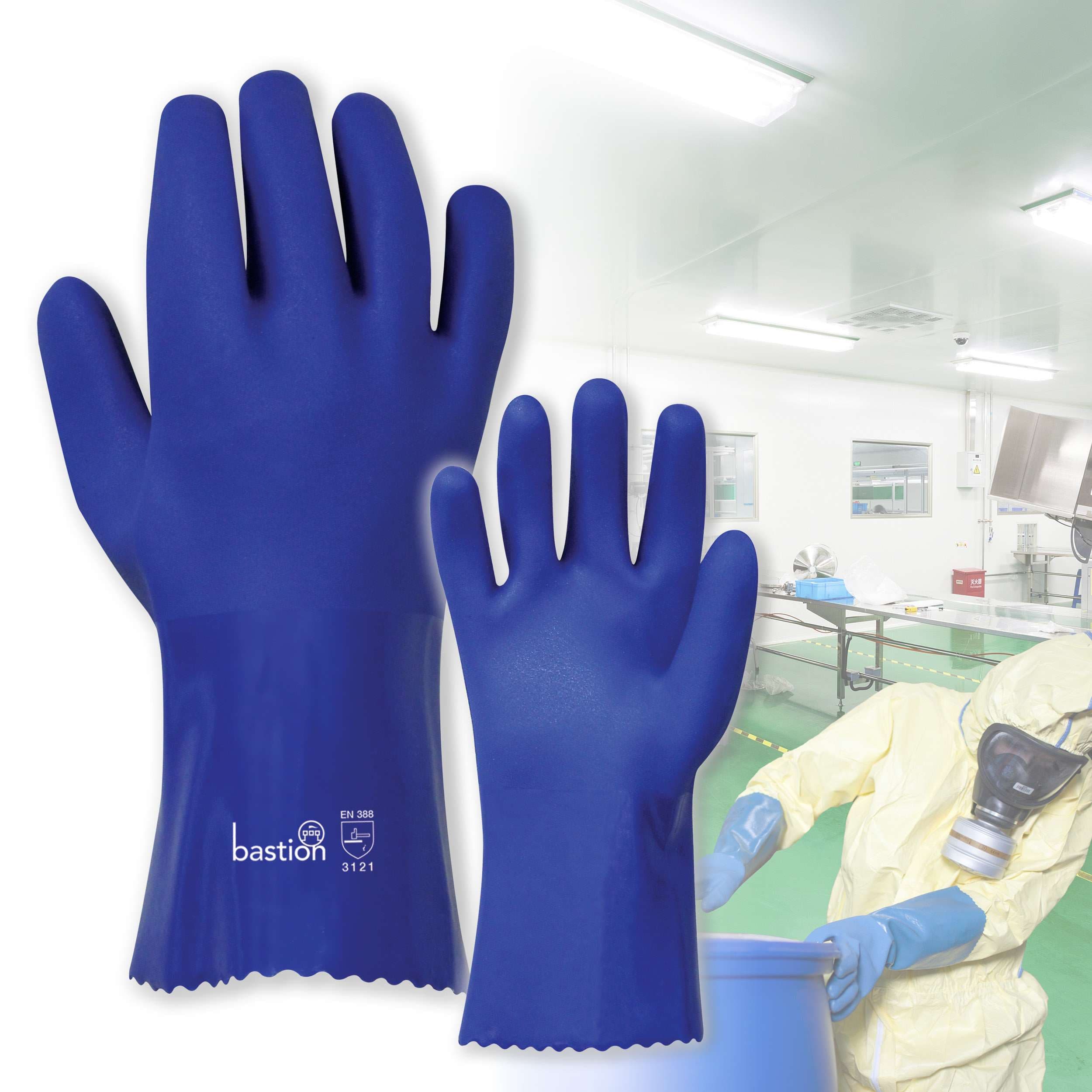 Bastion Pvc  300Mm  -  Blue -  Double Dipped Gloves_2