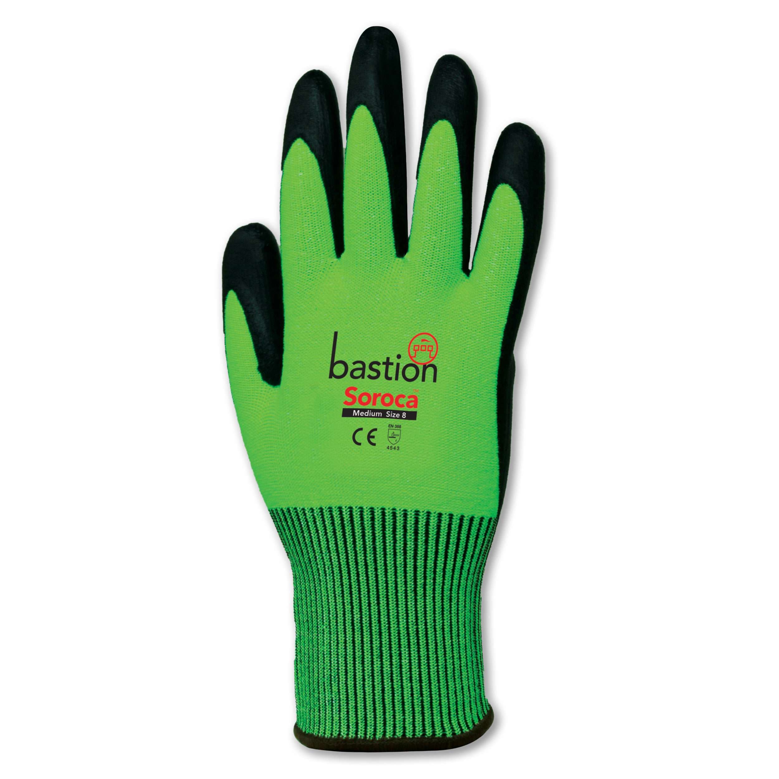 Bastion Soroca™ Cut 5 High Viz  Green  Hppe  Gloves - Black Micro Foam Nitrile Palm Coating_0