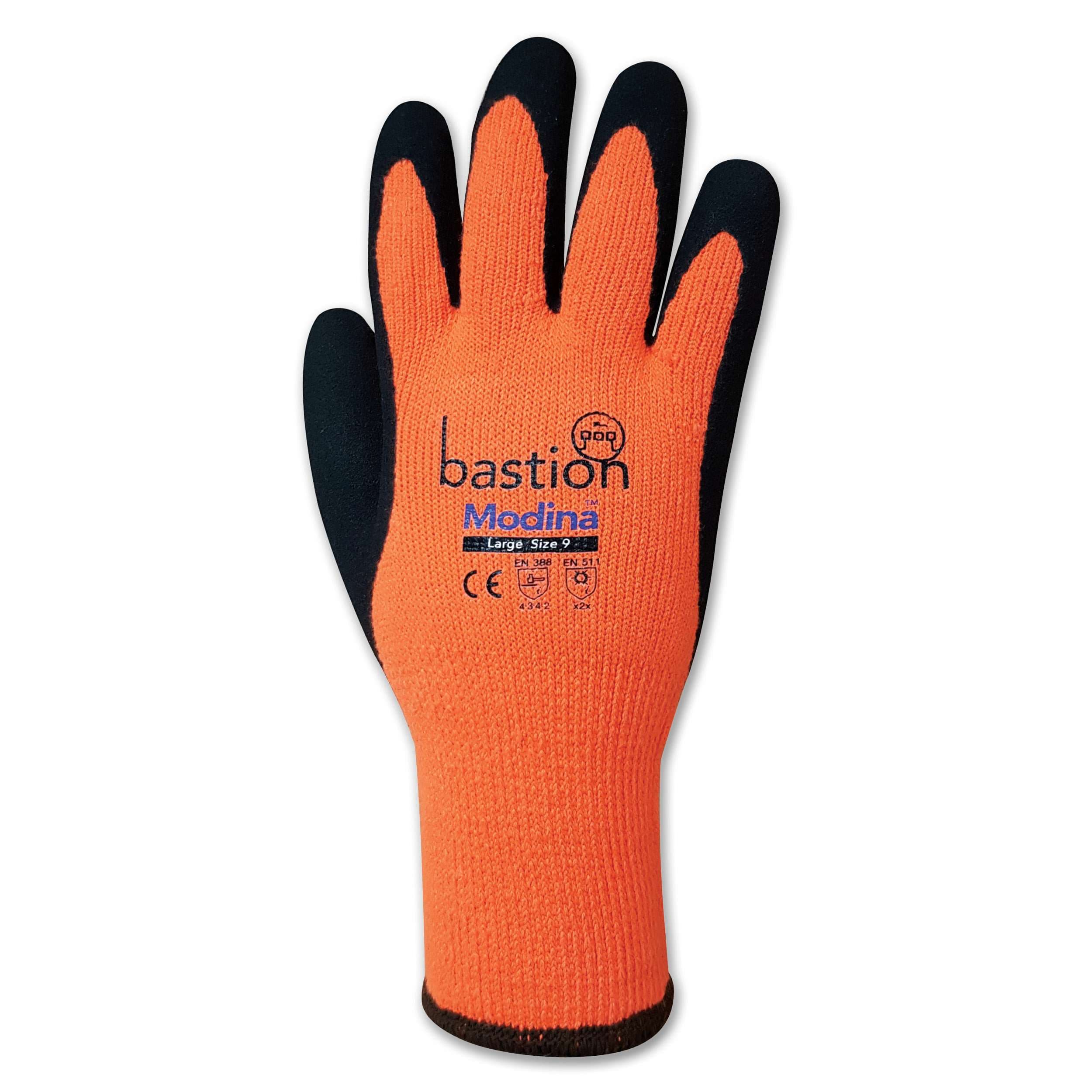 Bastion Modina™  Cut 3 Orange Acrylic  Thermal  Gloves - Black Sandy Latex Coating_1