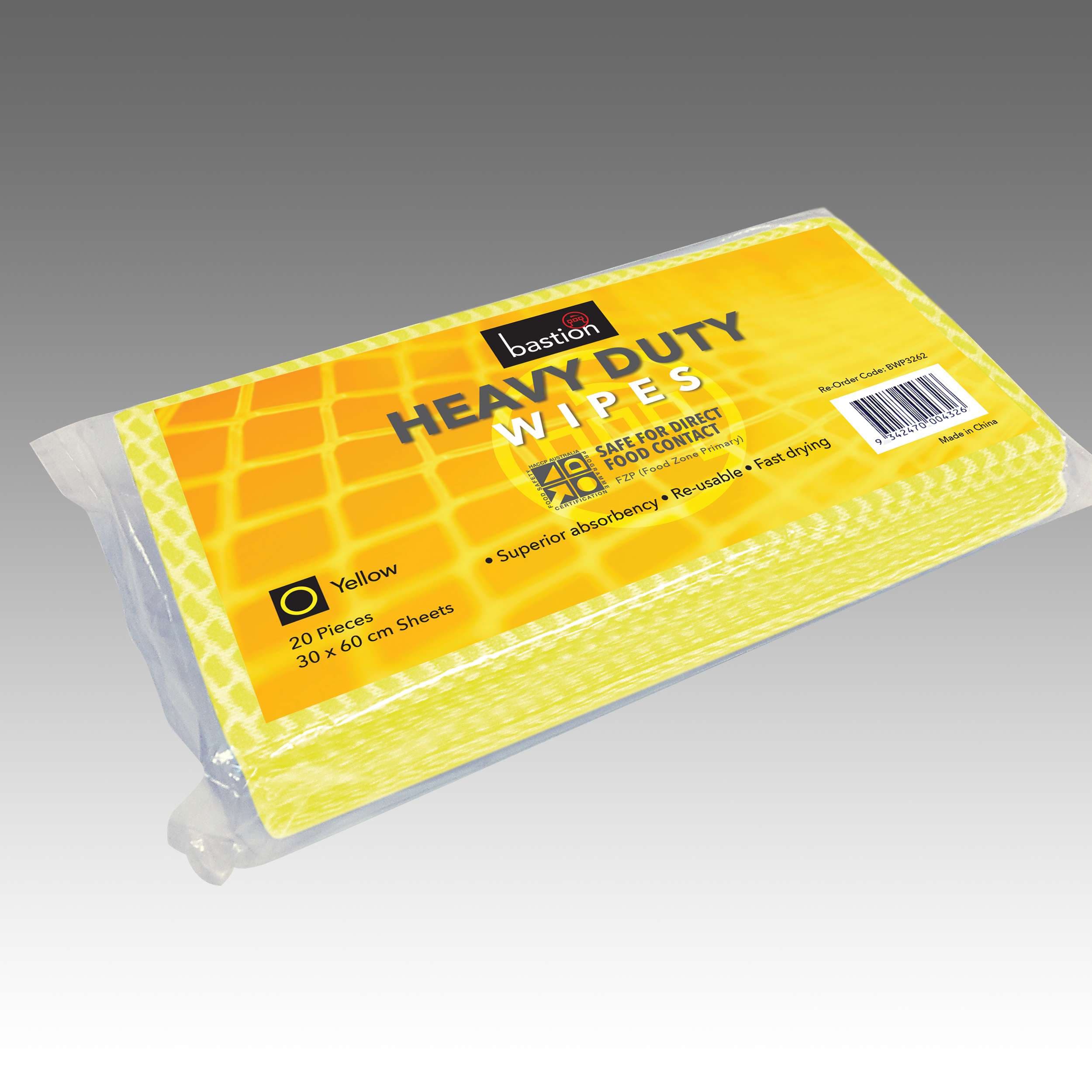 Bastion Heavy Duty Wipes Pack, 20 Sheets, 30x60cm