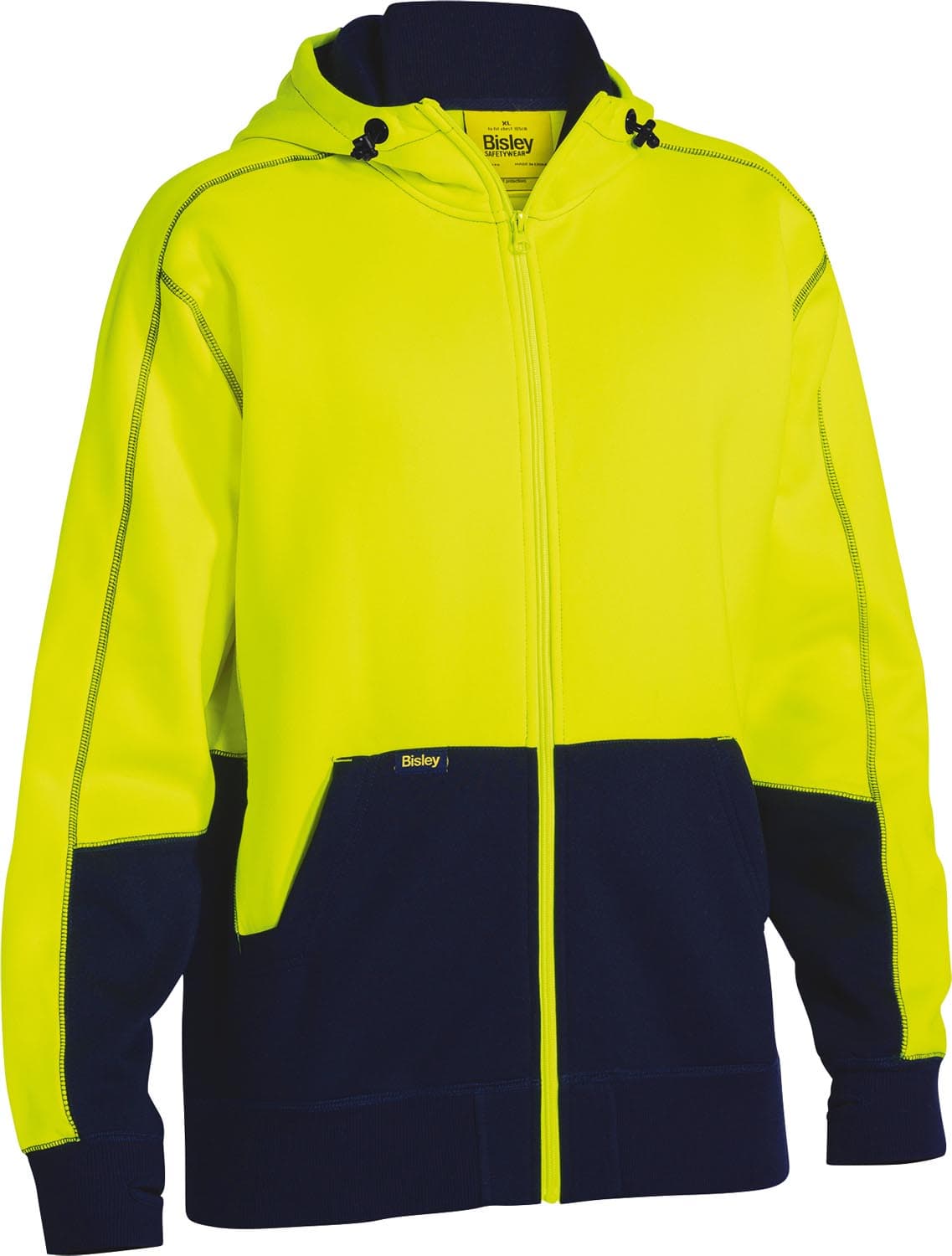 Bisley Hi Vis Zip Front Fleece Hoodie