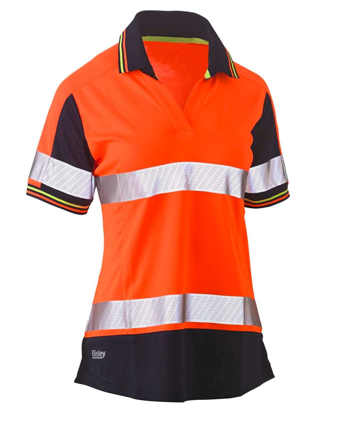 Bisley Women's Taped Two Tone Hi Vis V-Neck Polo_4