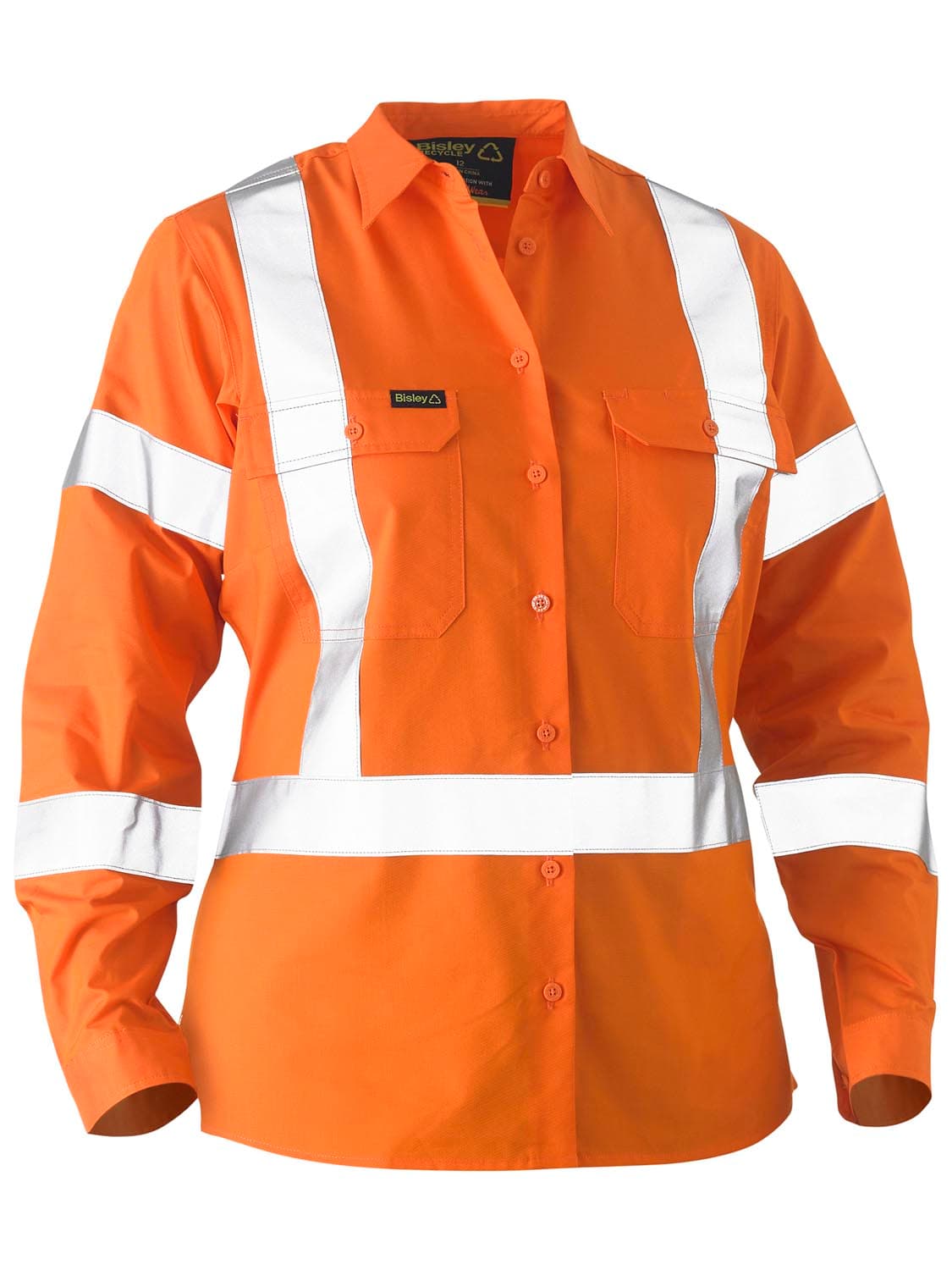 Bisley Bisley Recycle Women's X Taped Hi Vis Drill Shirt_1