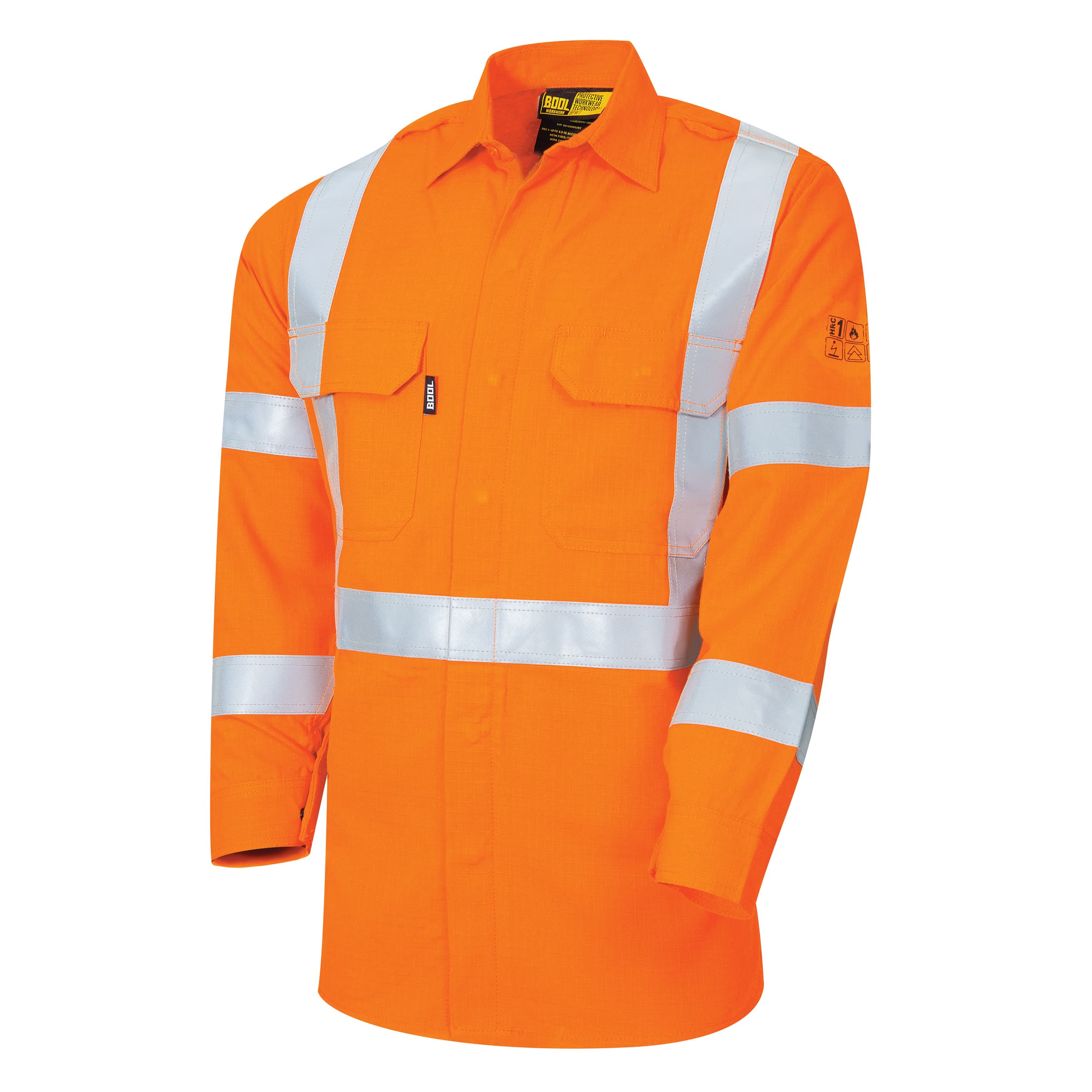 Bool PT Shirt 155gsm Parvotex 2.0 L/S Fire Retardent With Loxy FR 9801 Bio- Motion 'H' Front, 'X' Back Reflective Tape