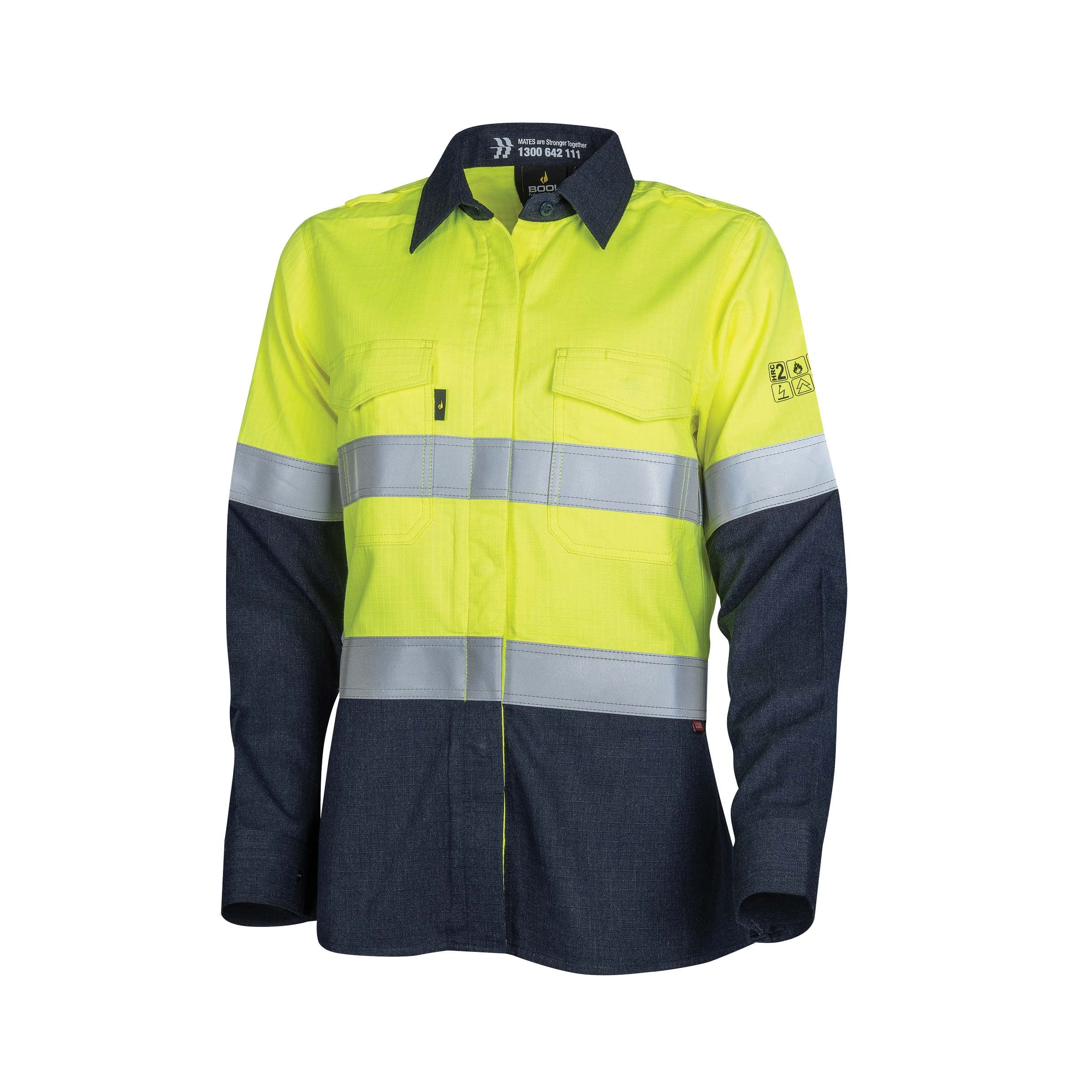 Bool PT Shirt Ladies 197gsm Parvotex 2.0 L/S Two Tone Fire Retardent With Loxy FR 9801 Two Hoop Reflective Tape_1