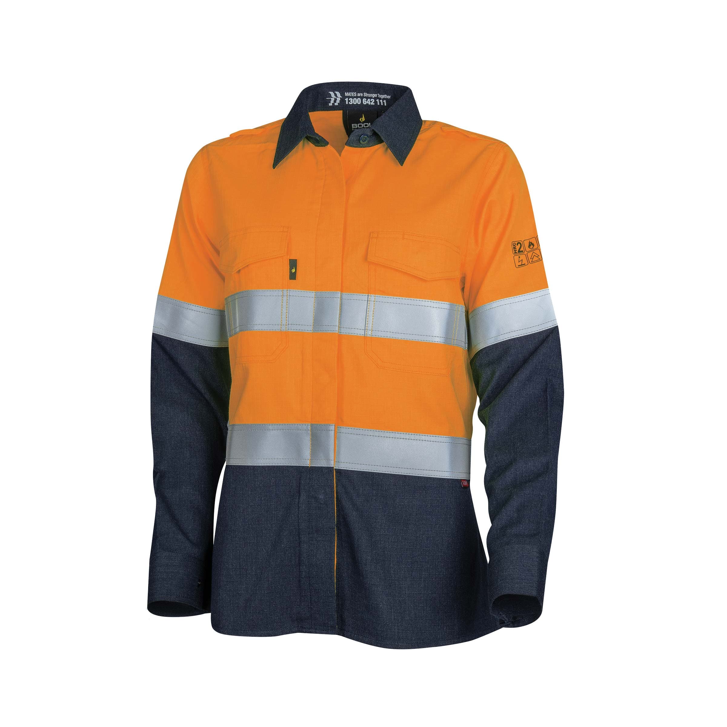 Bool PT Shirt Ladies 197gsm Parvotex 2.0 L/S Two Tone Fire Retardent With Loxy FR 9801 Two Hoop Reflective Tape_2