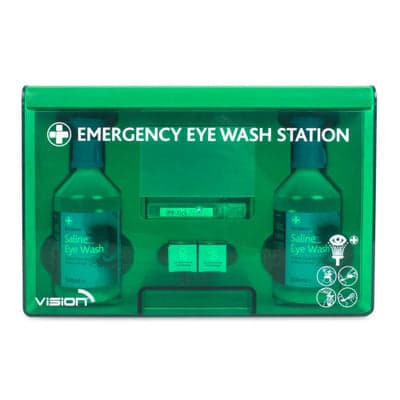 FastAid Elite Eyecare Station, Wall Mount With Mirror, 2 X 500Ml, 5 Eyewash Pods, 2 Eye Pads