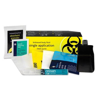 FastAid Body Fluid Single Use Pack, Cardboard Case