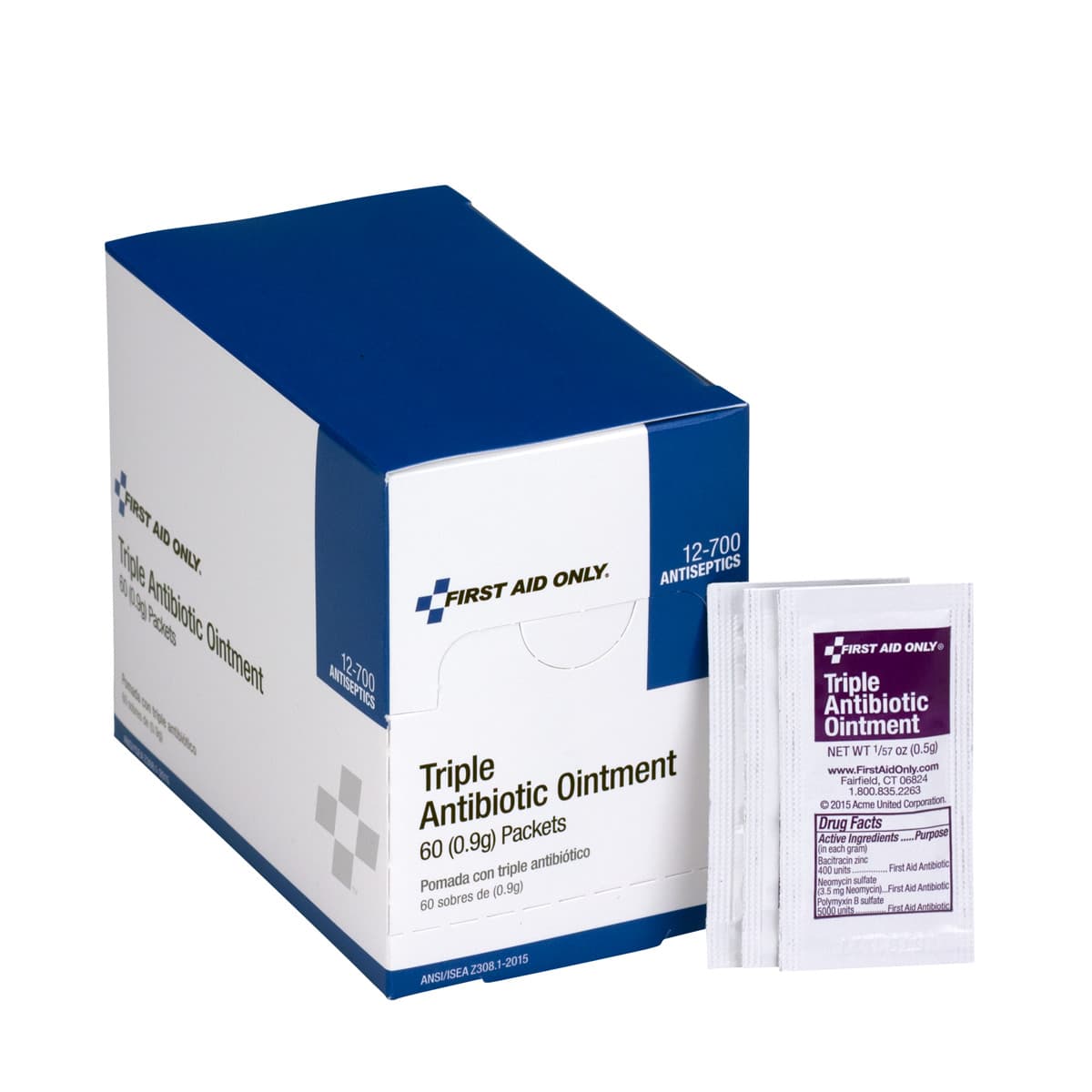 First Aid Only Triple Antibiotic Ointment, 60/box