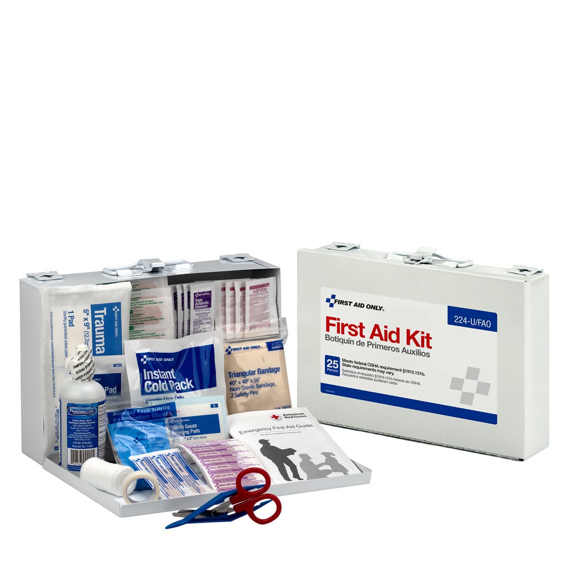 25 Person First Aid Kit, Metal Case