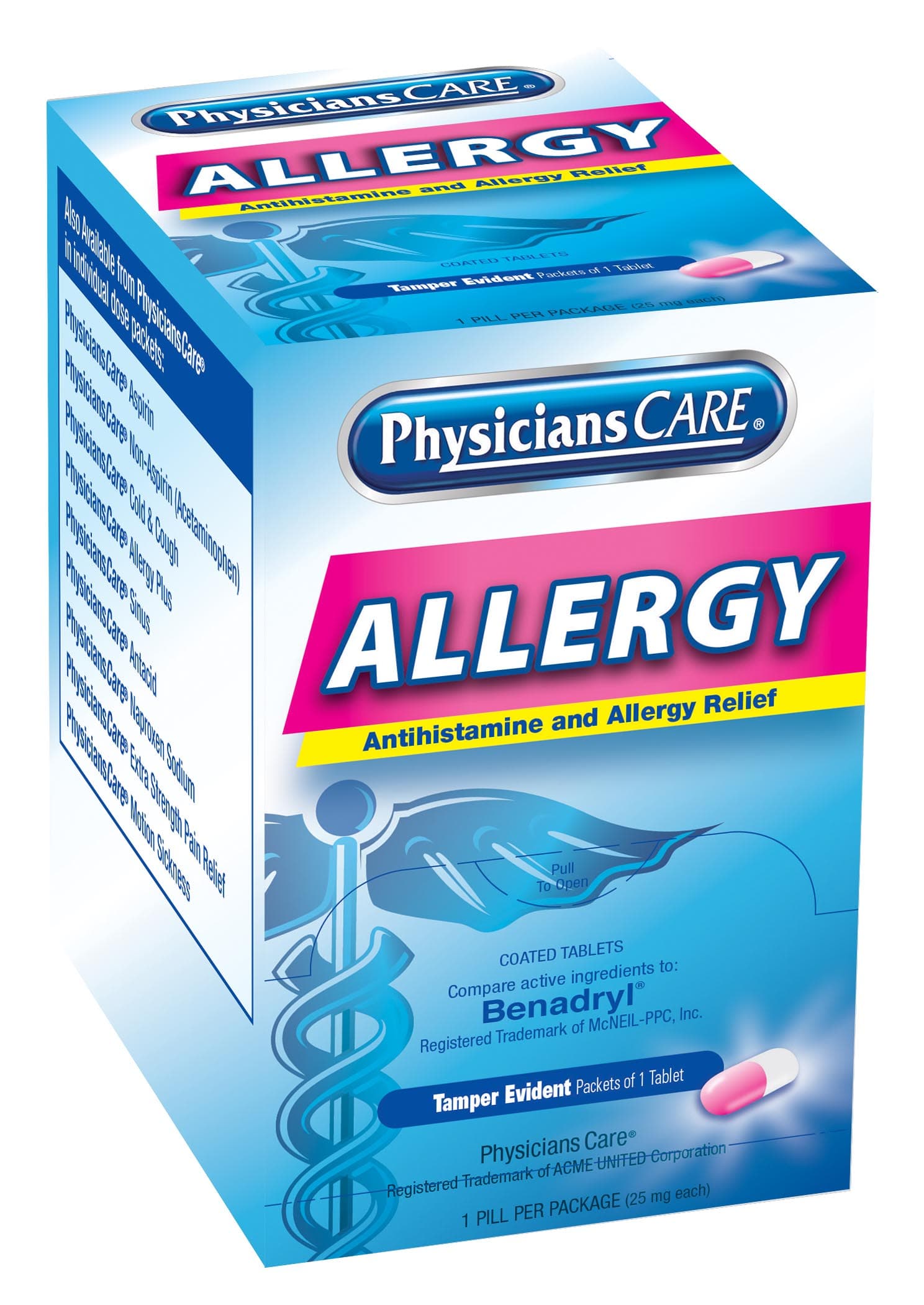 First Aid Only PhysiciansCare Allergy, 50x1/box