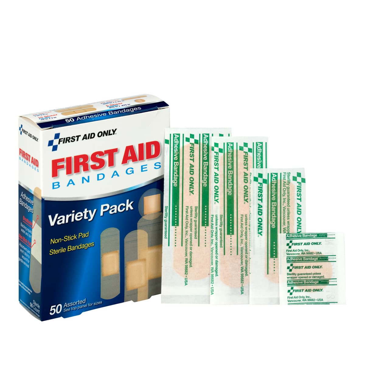 First Aid Only Sheer Bandages Assorted Sizes, 50/box