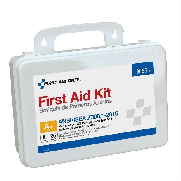 25 Person First Aid Kit, ANSI 2015 Class A+, Plastic Case