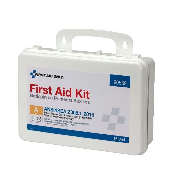 16 Unit First Aid Kit, ANSI 2015 Class A, Plastic Case, Custom Logo