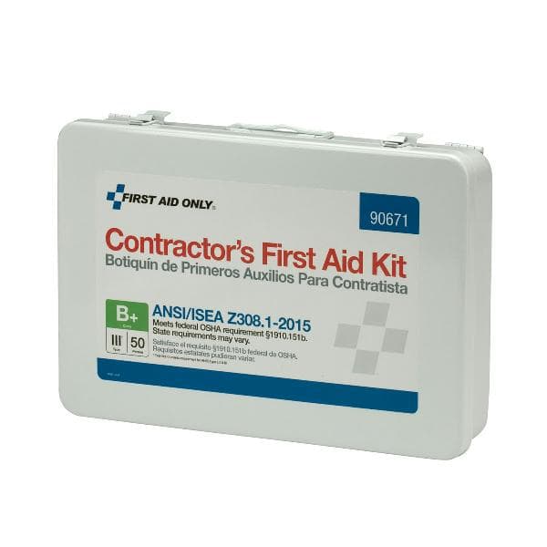 50 Person Contractor ANSI 2015 Class B+ First Aid Kit, Metal Case