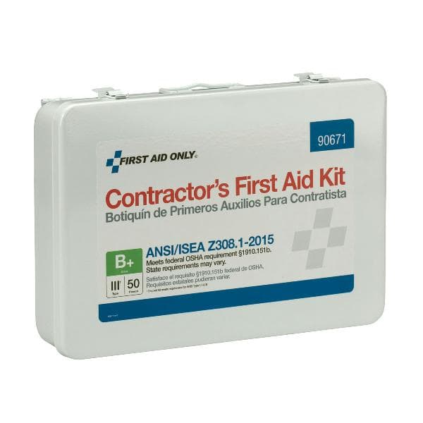 50 Person Contractor ANSI 2015 Class B+ First Aid Kit, Metal Case_1