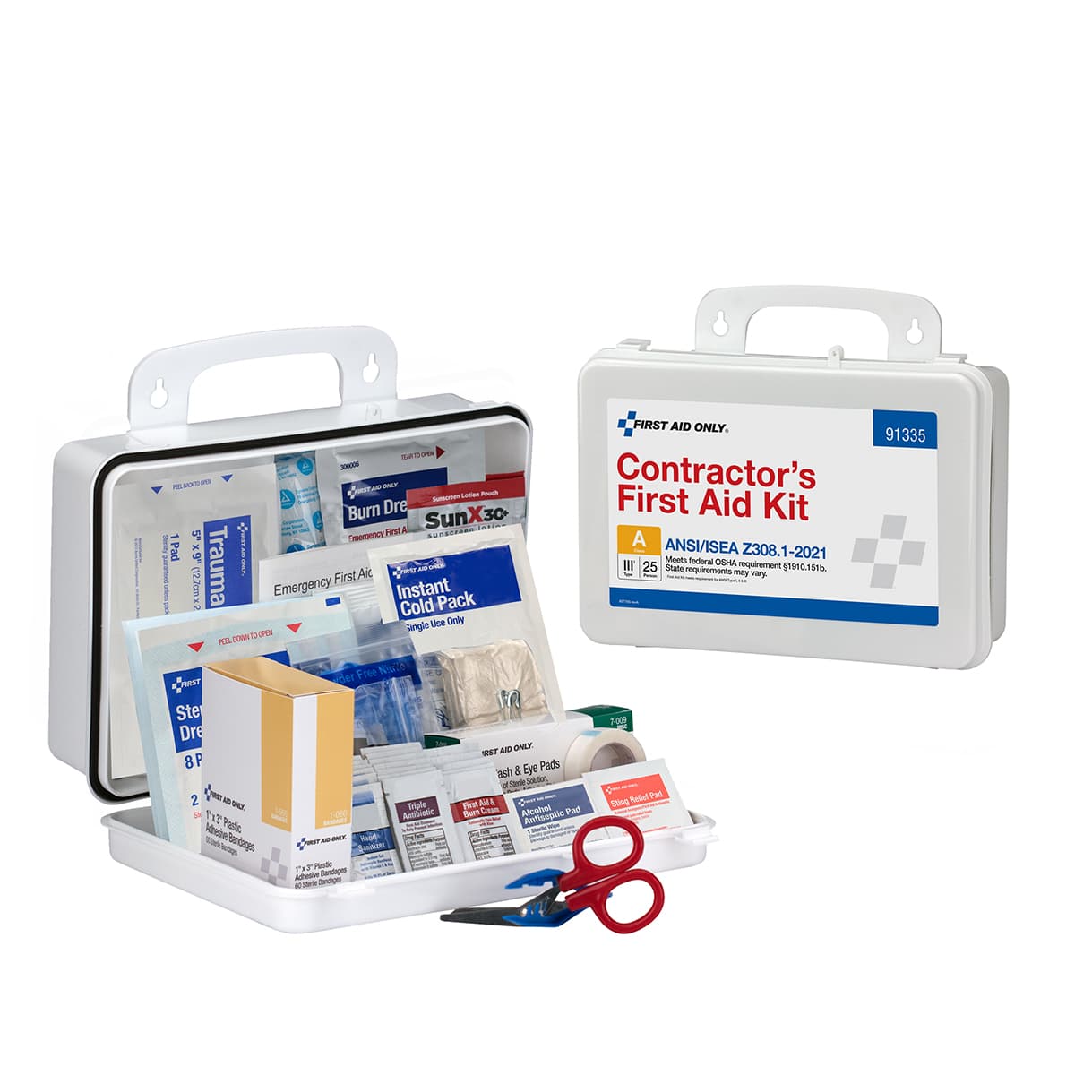 25 Person ANSI 2021 Class A, Contractor Plastic First Aid Kit