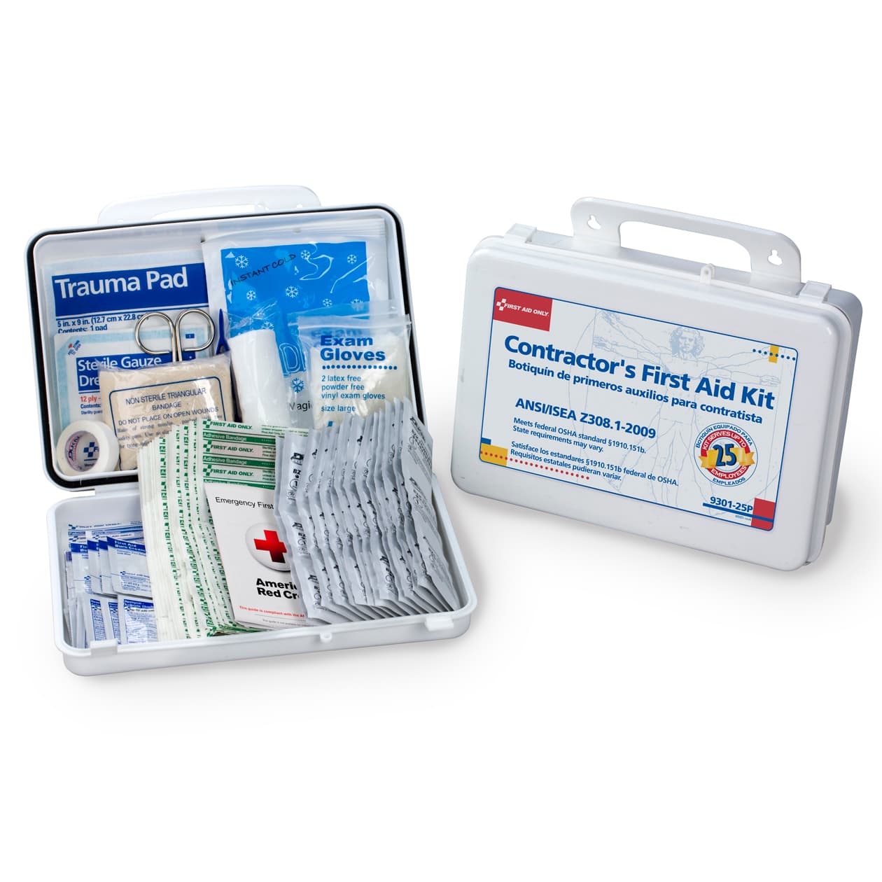 25 Person Contractor First Aid Kit, Plastic Case