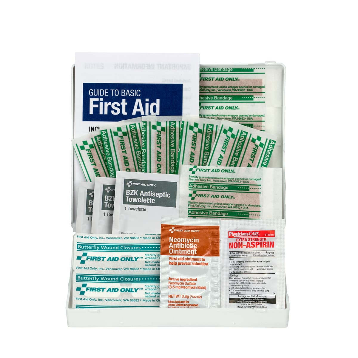 Travel First Aid Kit, 21 Piece, Plastic Case