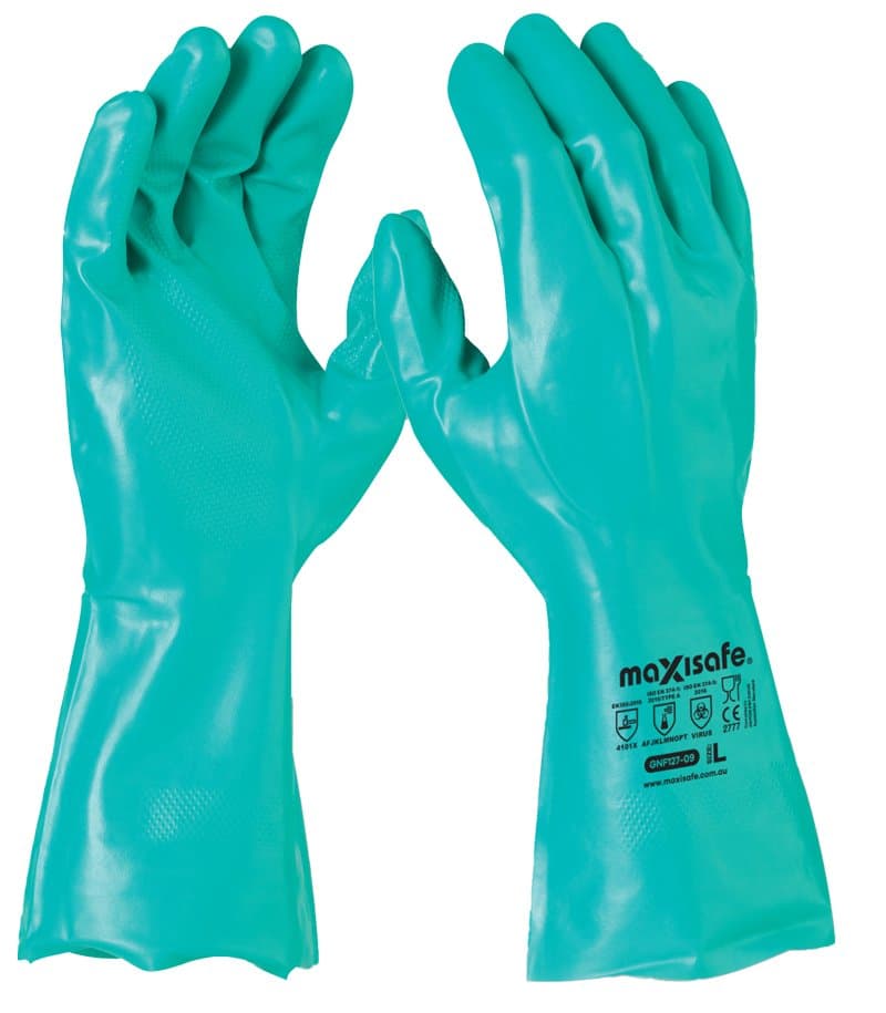 Maxisafe 33Cm Green Nitrile Chemical Glove