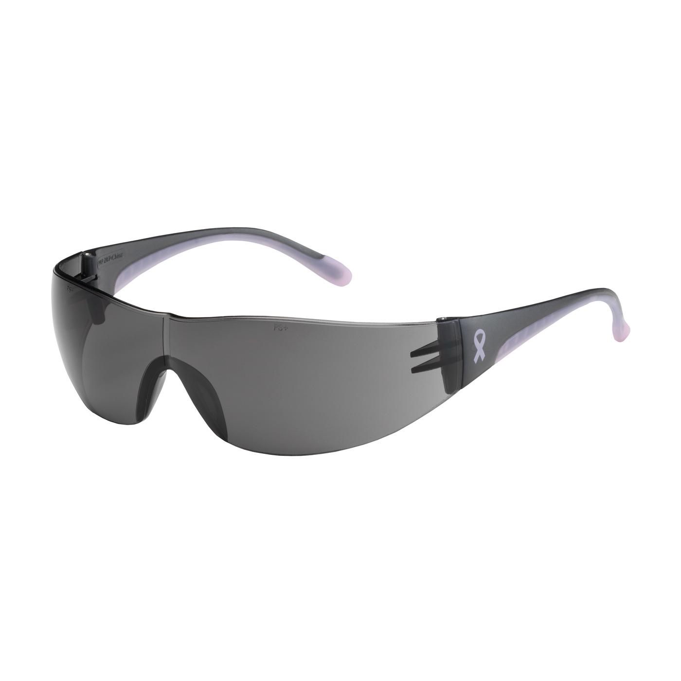 Rimless Safety Glasses with Gray / Pink Temple, Gray Lens and Anti-Scratch Coating, Pink (250-10-5501) - OS