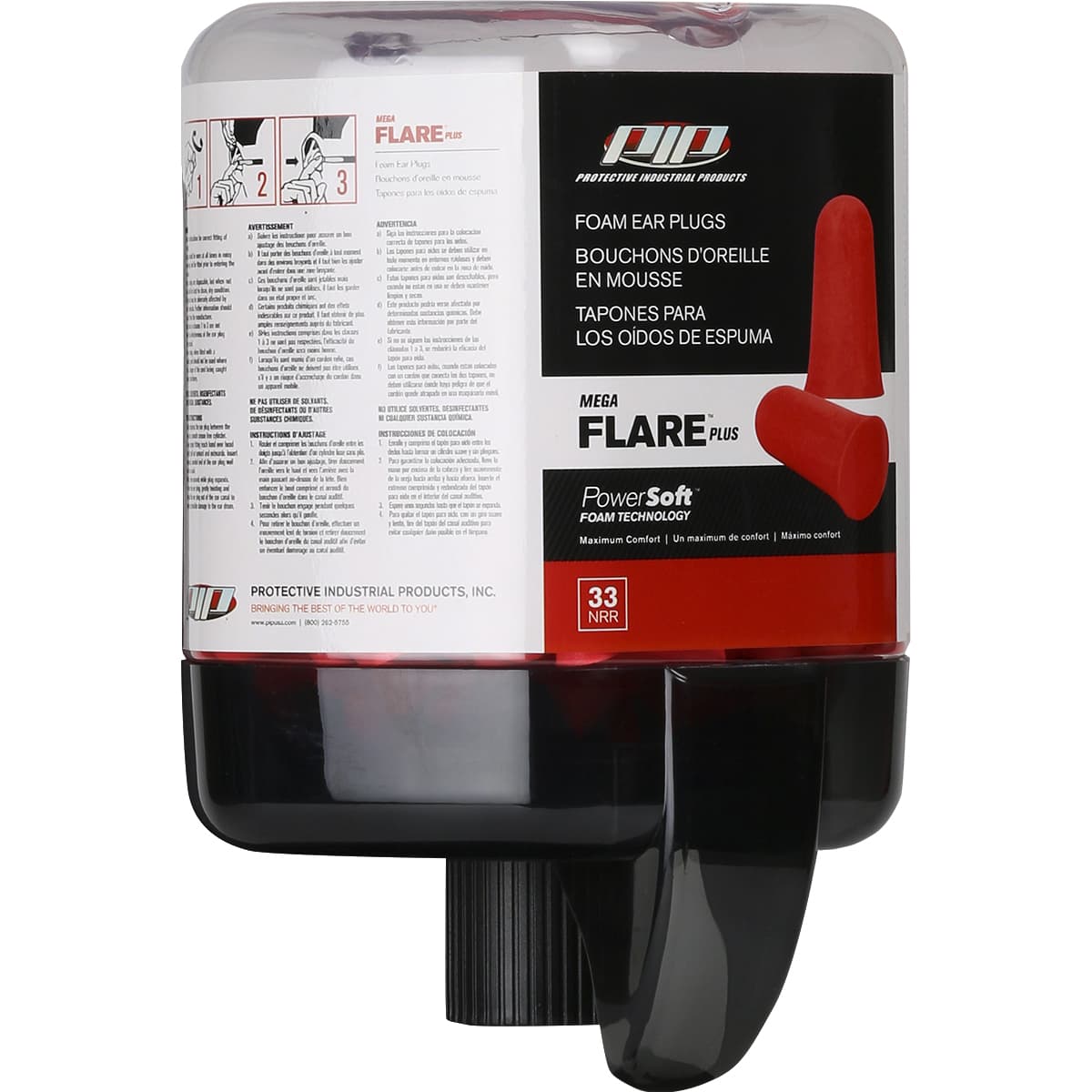 Prefilled Mega Flare Plus Ear Plug Refill Canister 33 NRR-200 Pairs, Black (267-HPDR910-200) - DISPLAY