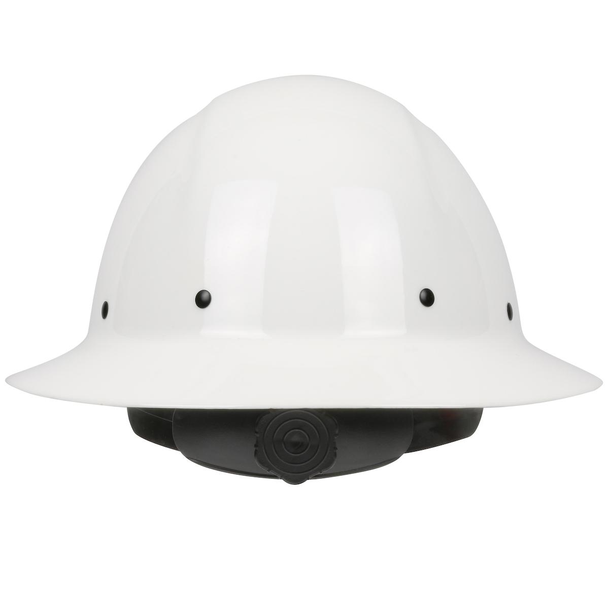 Wolfjaw™ Full Brim Smooth Dome Hard Hat with Fiberglass Resin Shell, 8-Point Riveted Textile Suspension and Wheel-Ratchet Adjustment (280-HP1481R)