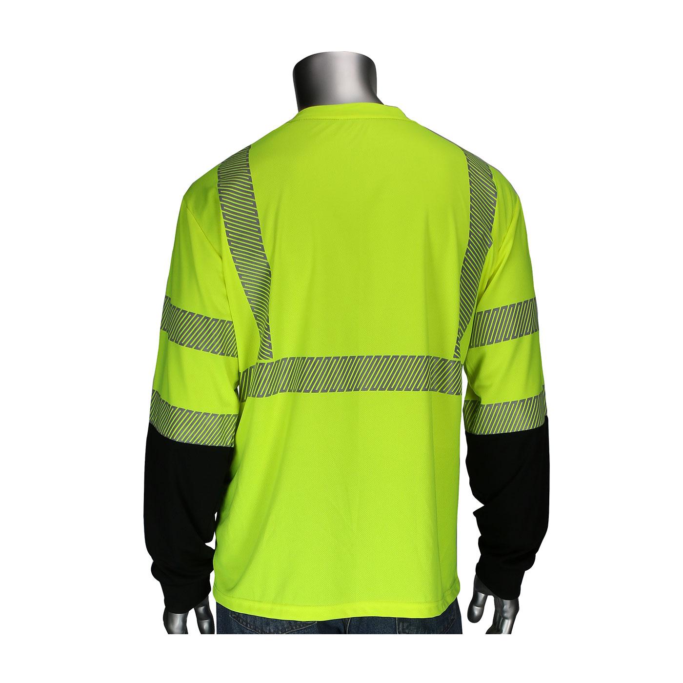 ANSI Type R Class 3 Long Sleeve T-Shirt with Black Bottom Front, Hi-Vis Yellow (313-1280B)