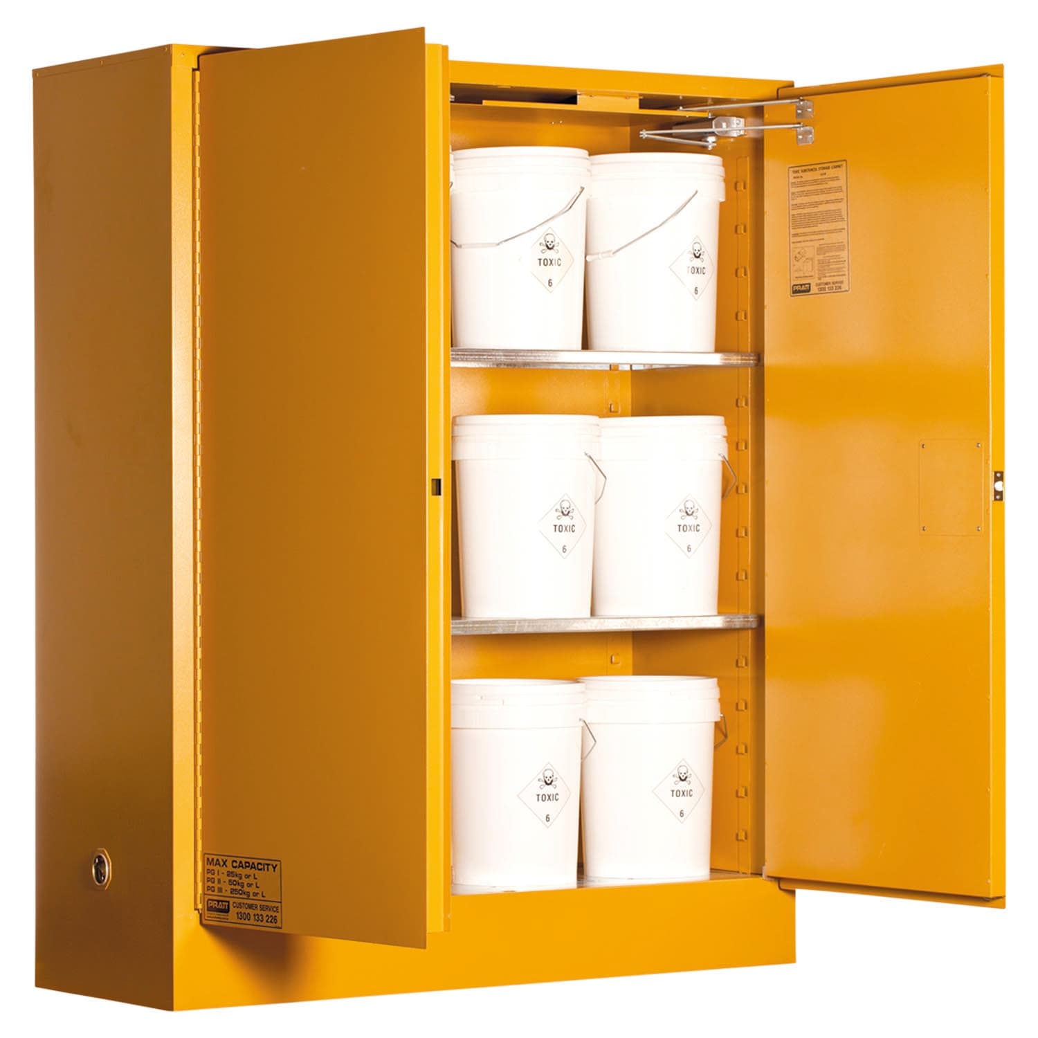 Pratt Toxic Substance Storage Cabinet: 250L Xl - 2 Doors - 3 Shelves_1