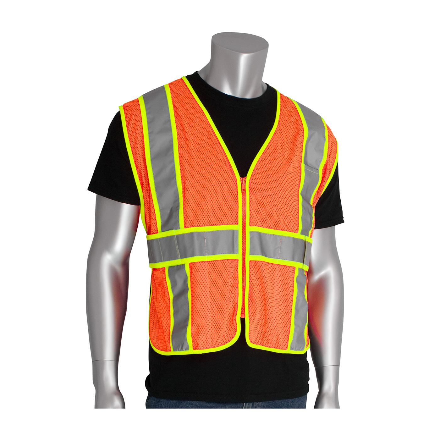 ANSI Type R Class 2 Expandable Two-Tone Mesh Vest, Hi-Vis Orange (302-USV5)