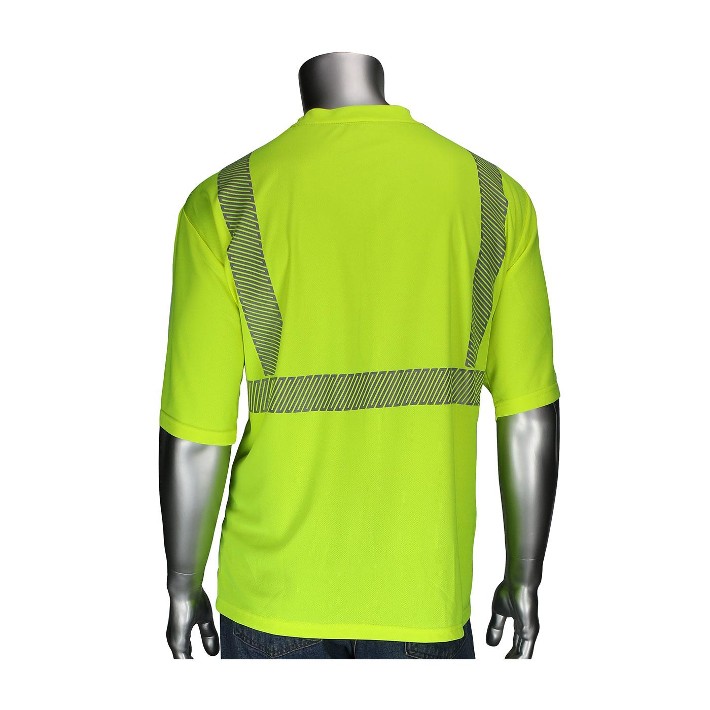 ANSI Type R Class 2 Short Sleeve T-Shirt with Black Bottom Front, Hi-Vis Yellow (312-1275B)