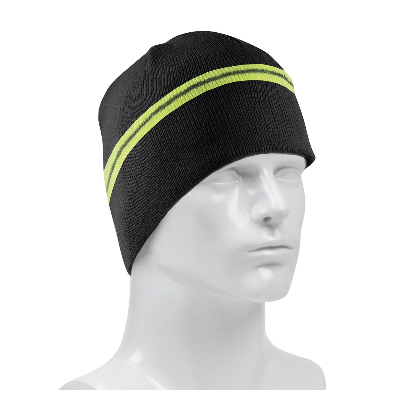 Winter Beannie Cap with Reflective Stripe, Black (360-BEANNIE)