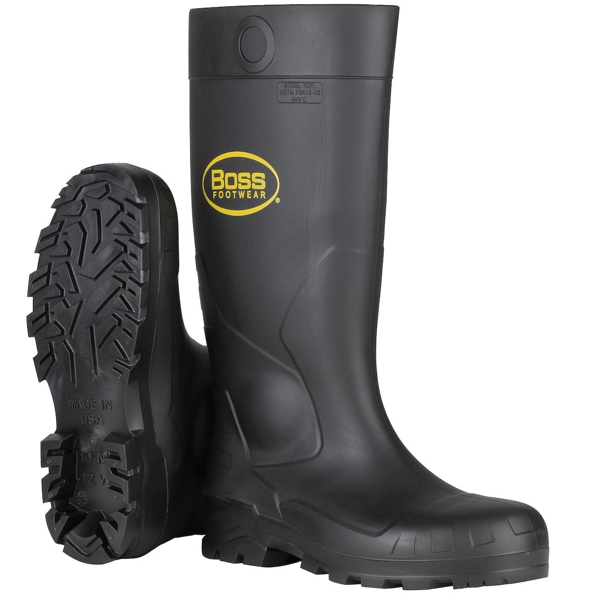 16" Black PVC Plain Toe Boot, Black (380-800)