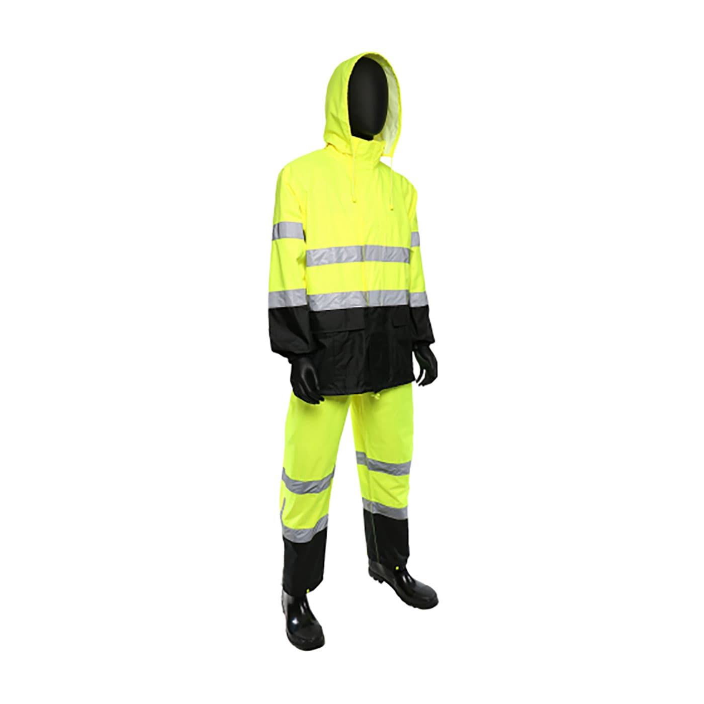 ANSI Type R Class 3 Two-Piece Rain Suit with Black Bottom, Hi-Vis Yellow (4530)_1