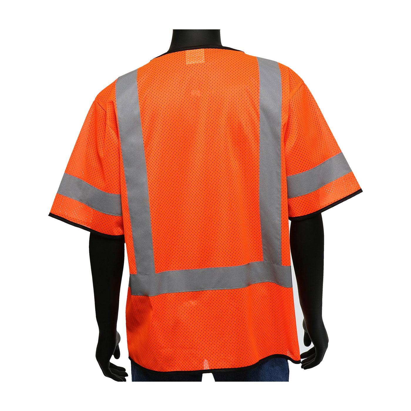 ANSI Type R Class 3 Three Pocket Zipper Mesh Vest, Hi-Vis Orange (47303)